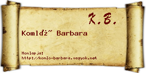 Komló Barbara névjegykártya